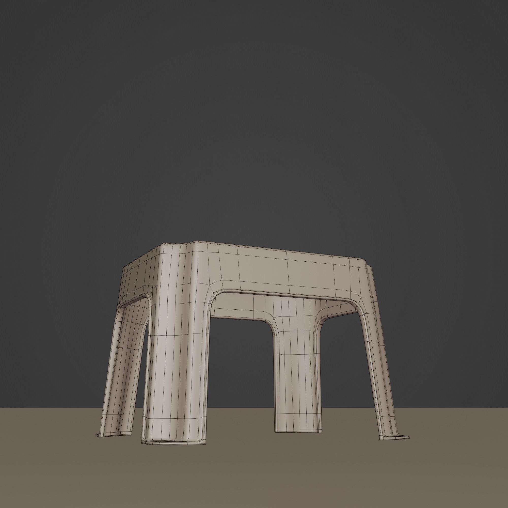 Stackable Small Plastic Stool Low-poly 3D model_16
