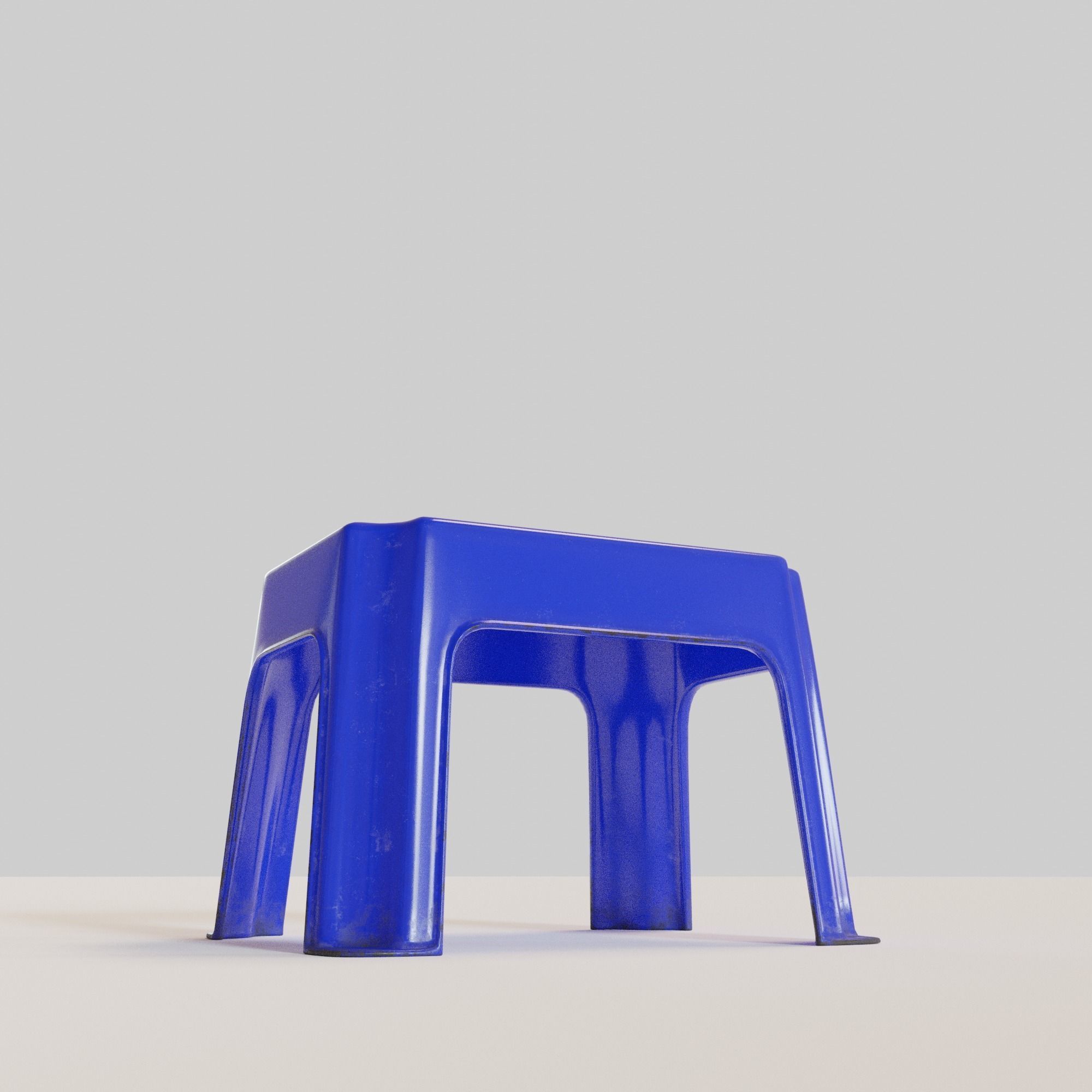 Stackable Small Plastic Stool Low-poly 3D model_11