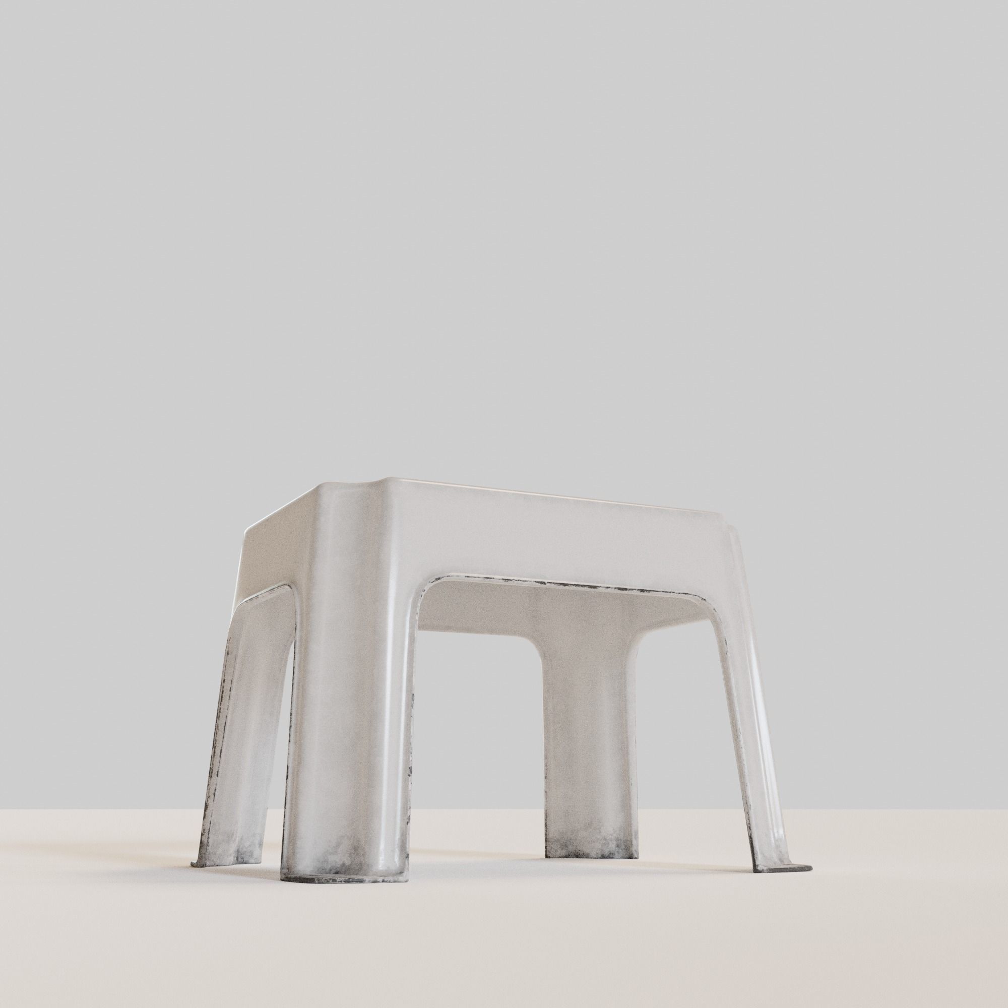 Stackable Small Plastic Stool Low-poly 3D model_13