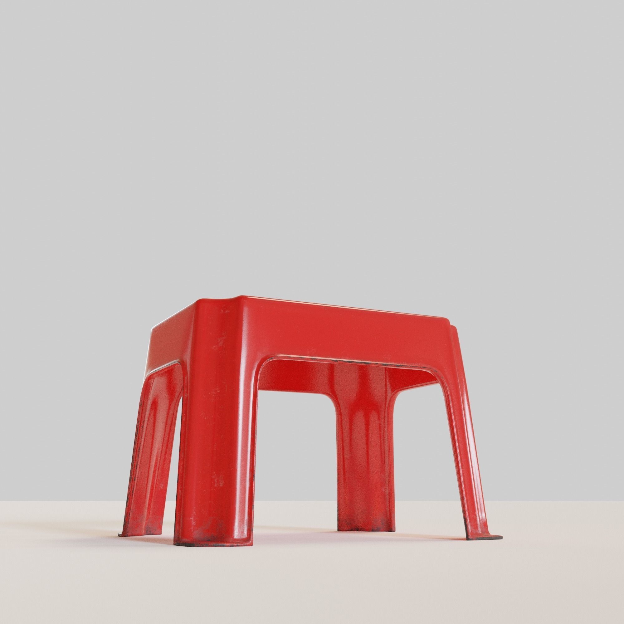 Stackable Small Plastic Stool Low-poly 3D model_12
