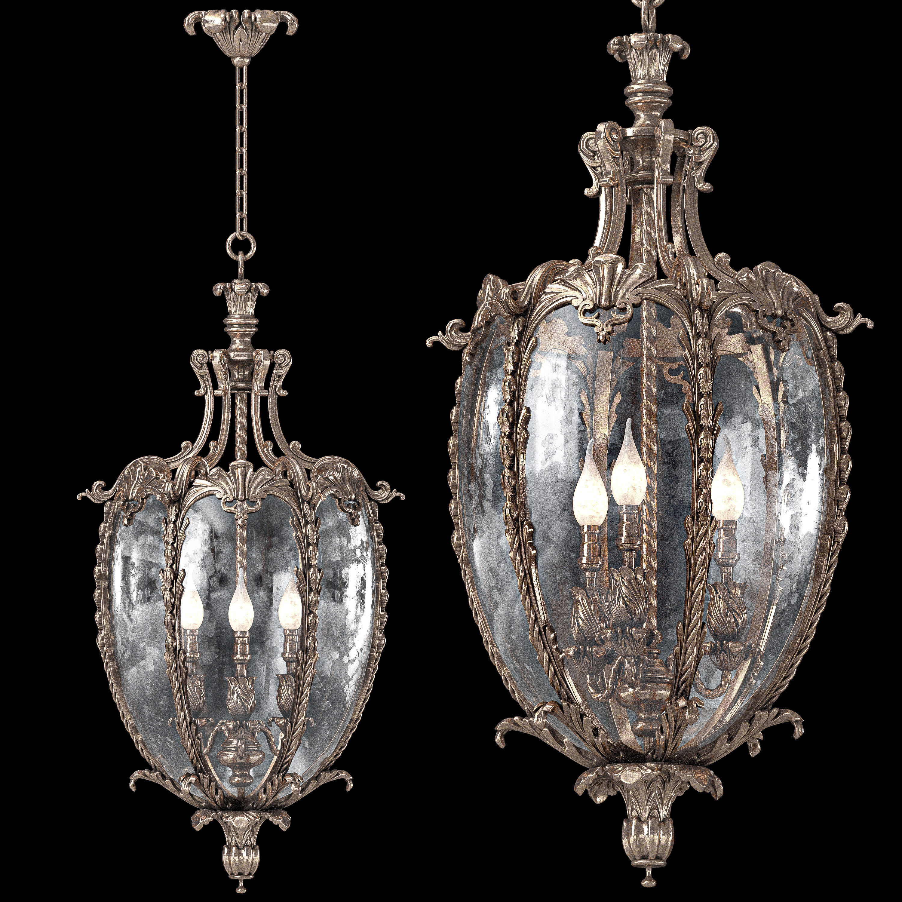 A GILT BRONZE HALL LANTERN 3D model_4