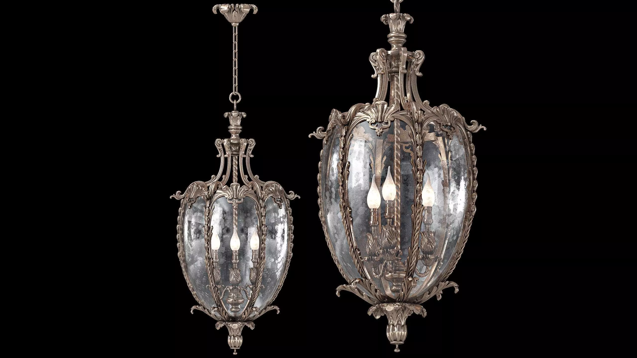 A GILT BRONZE HALL LANTERN 3D model_0