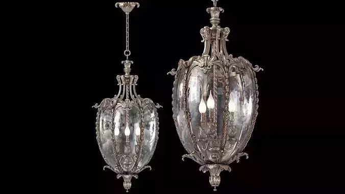 A GILT BRONZE HALL LANTERN