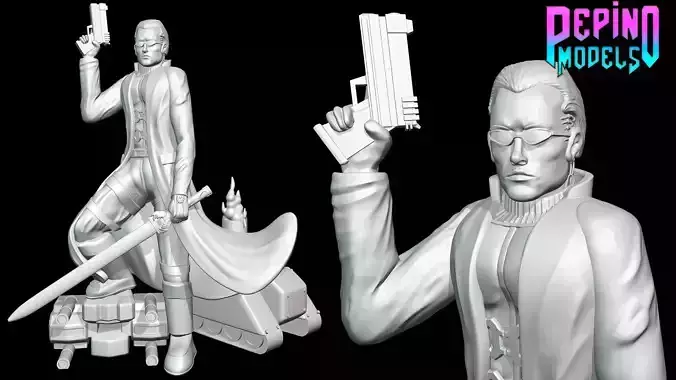 JC Denton from Deus Ex - 62mm scale miniature 3D print model