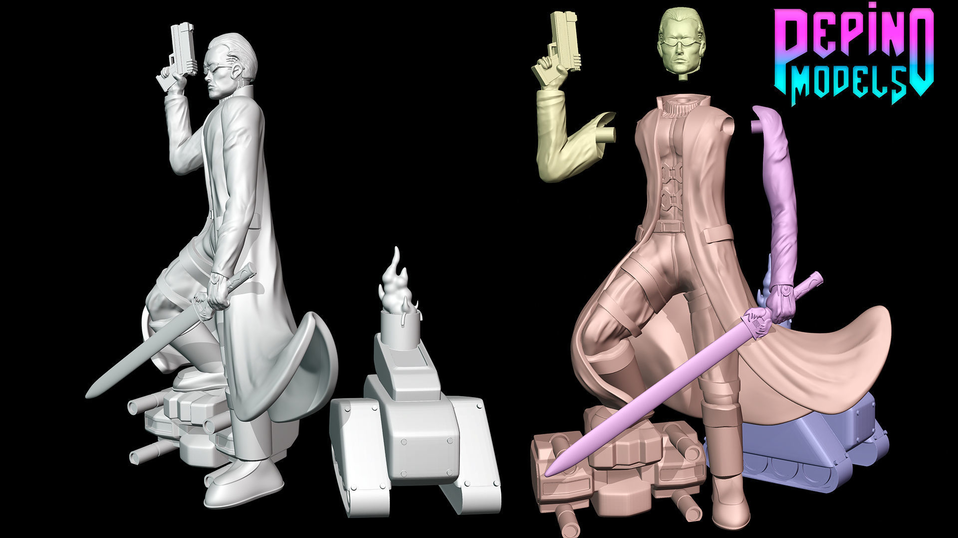 JC Denton from Deus Ex - 62mm scale miniature 3D print model_1