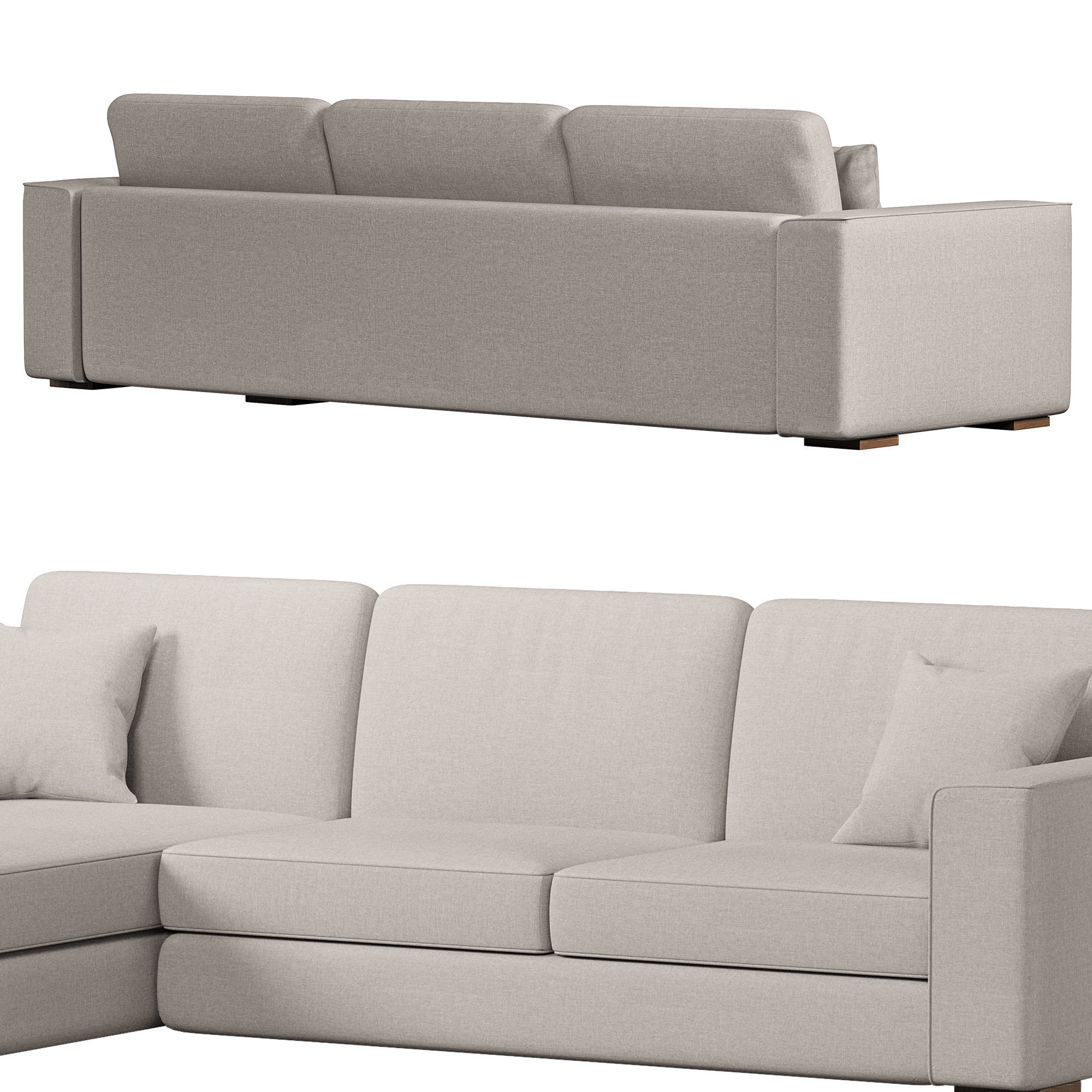 GREY SOFA WITH CHAISE LONGUE 3D model_2