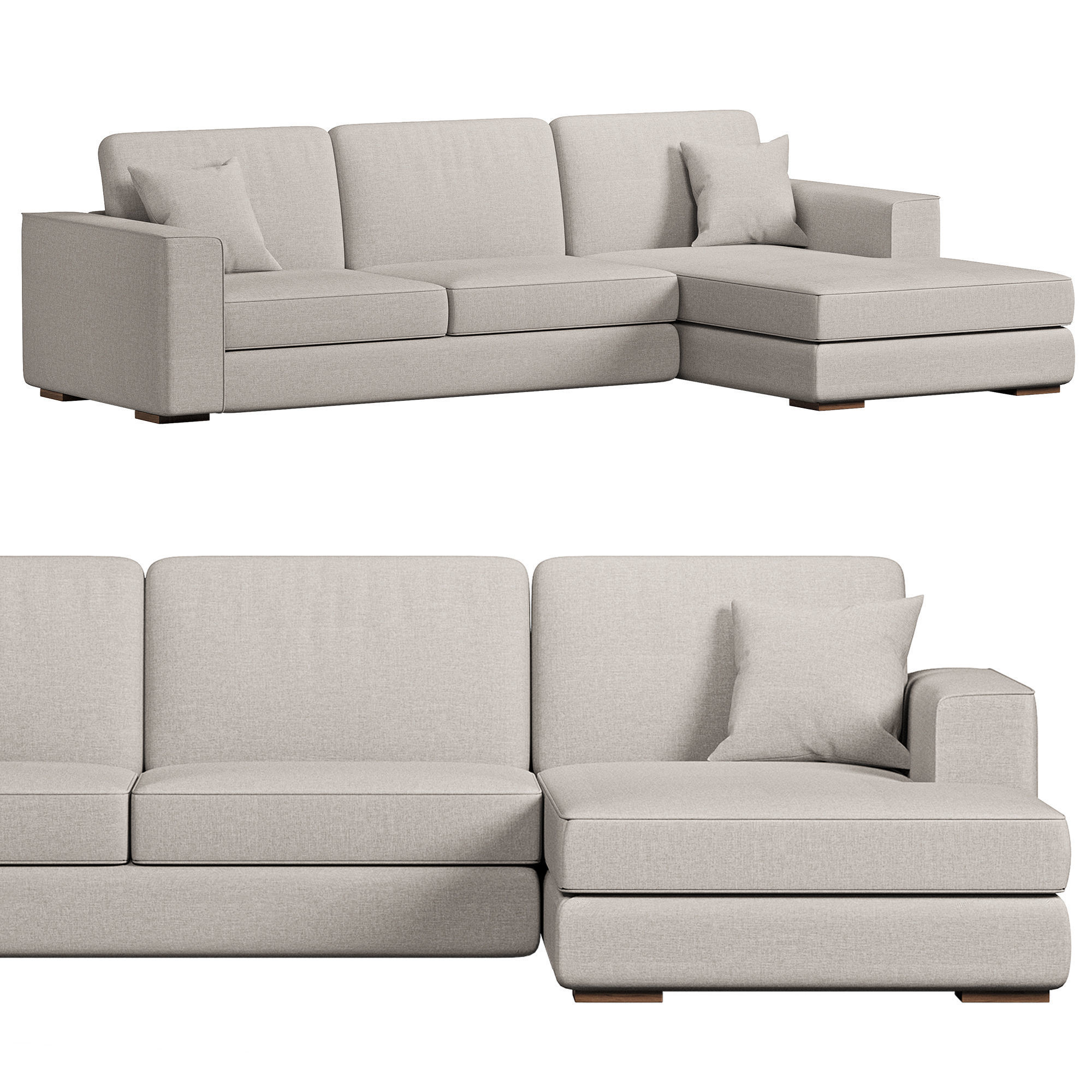 GREY SOFA WITH CHAISE LONGUE 3D model_1
