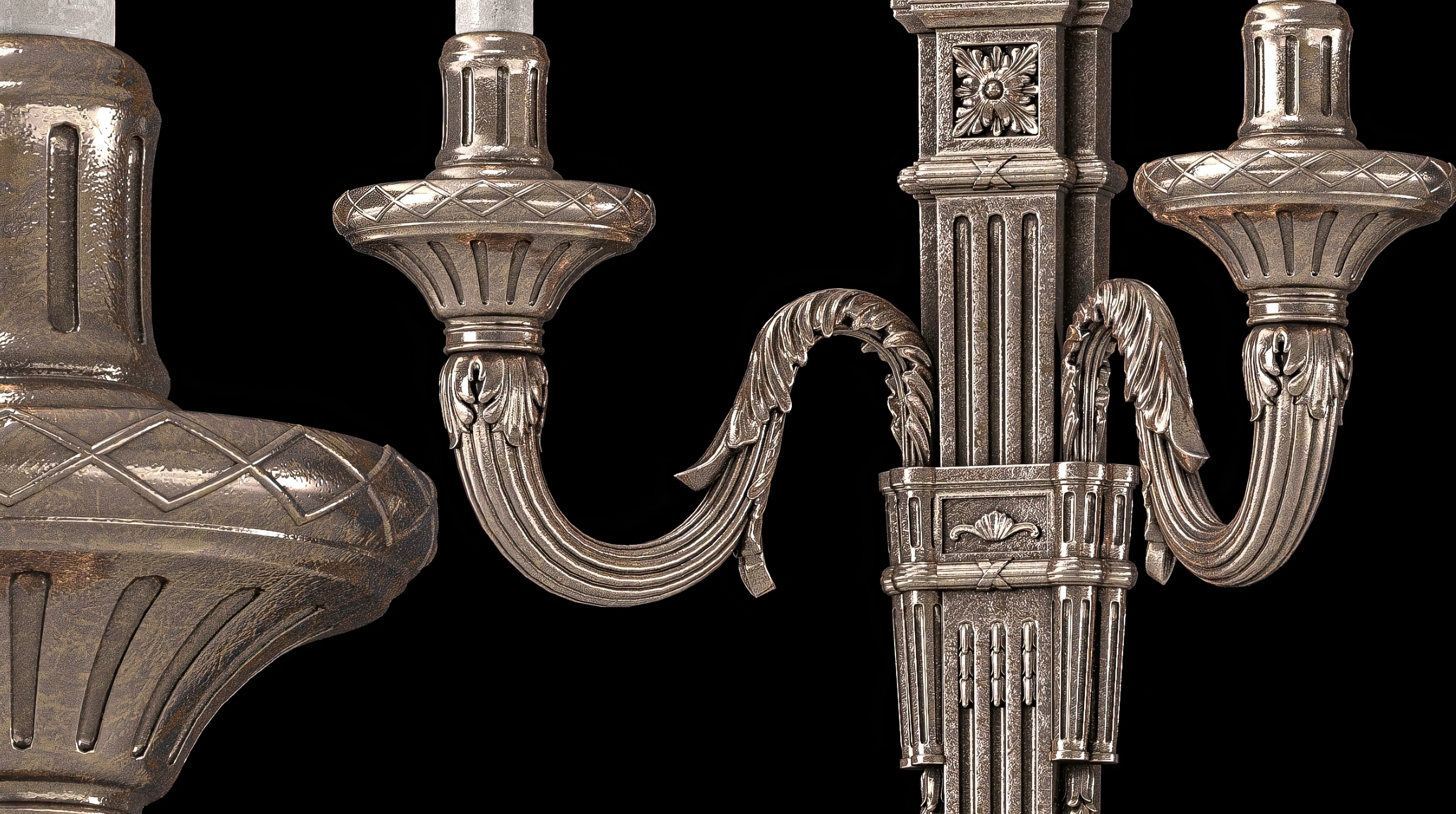 Ombres et Facettes louis XVI noir et argent wall light 3D model_12