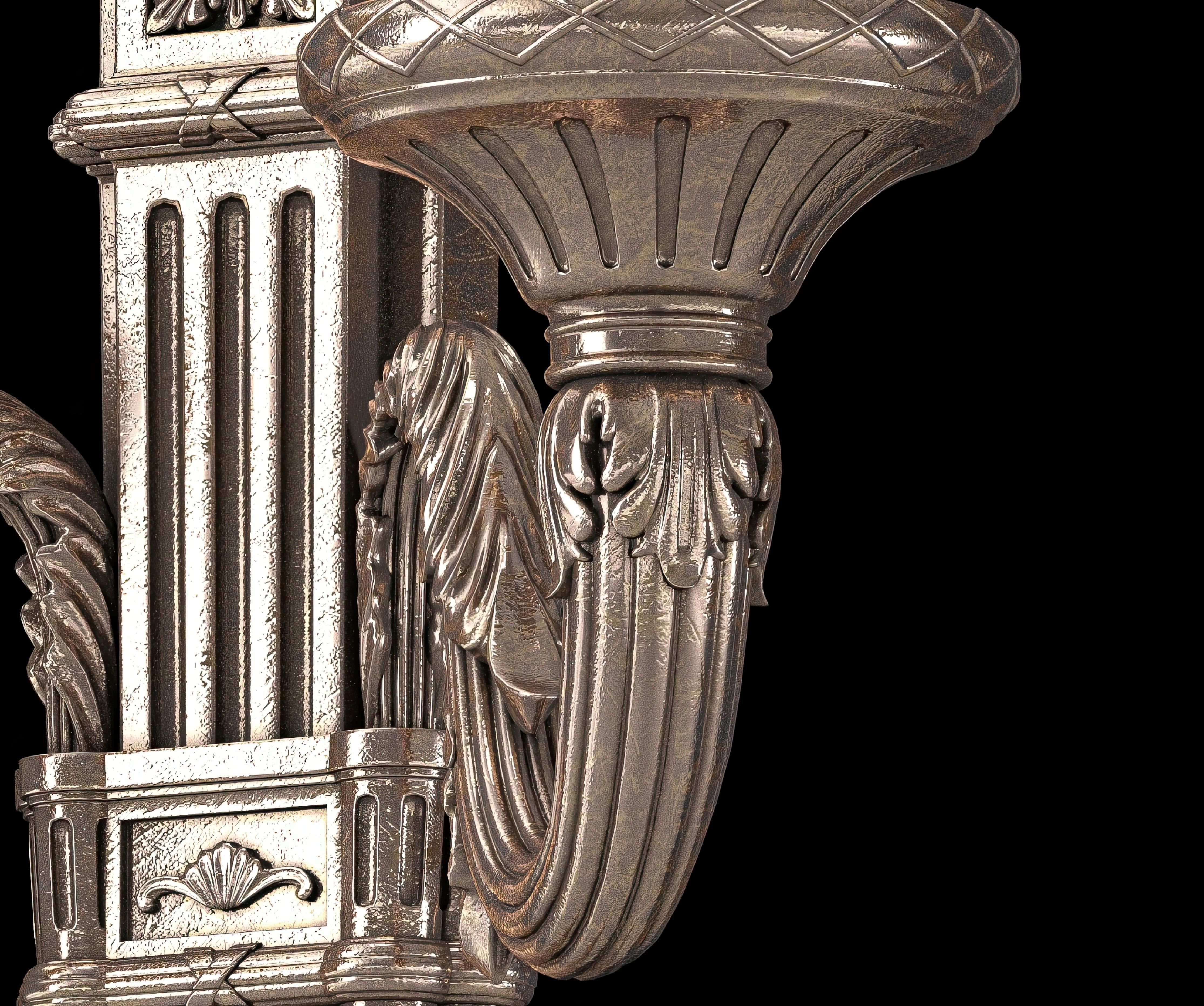 Ombres et Facettes louis XVI noir et argent wall light 3D model_7