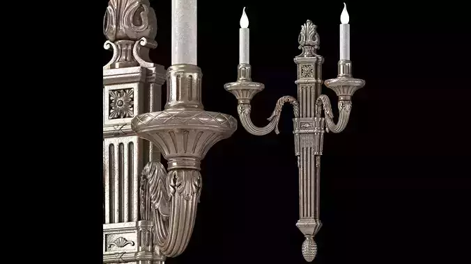 Ombres et Facettes louis XVI noir et argent wall light 3D model Ombres et Facettes louis XVI noir et argent wall light 3D model