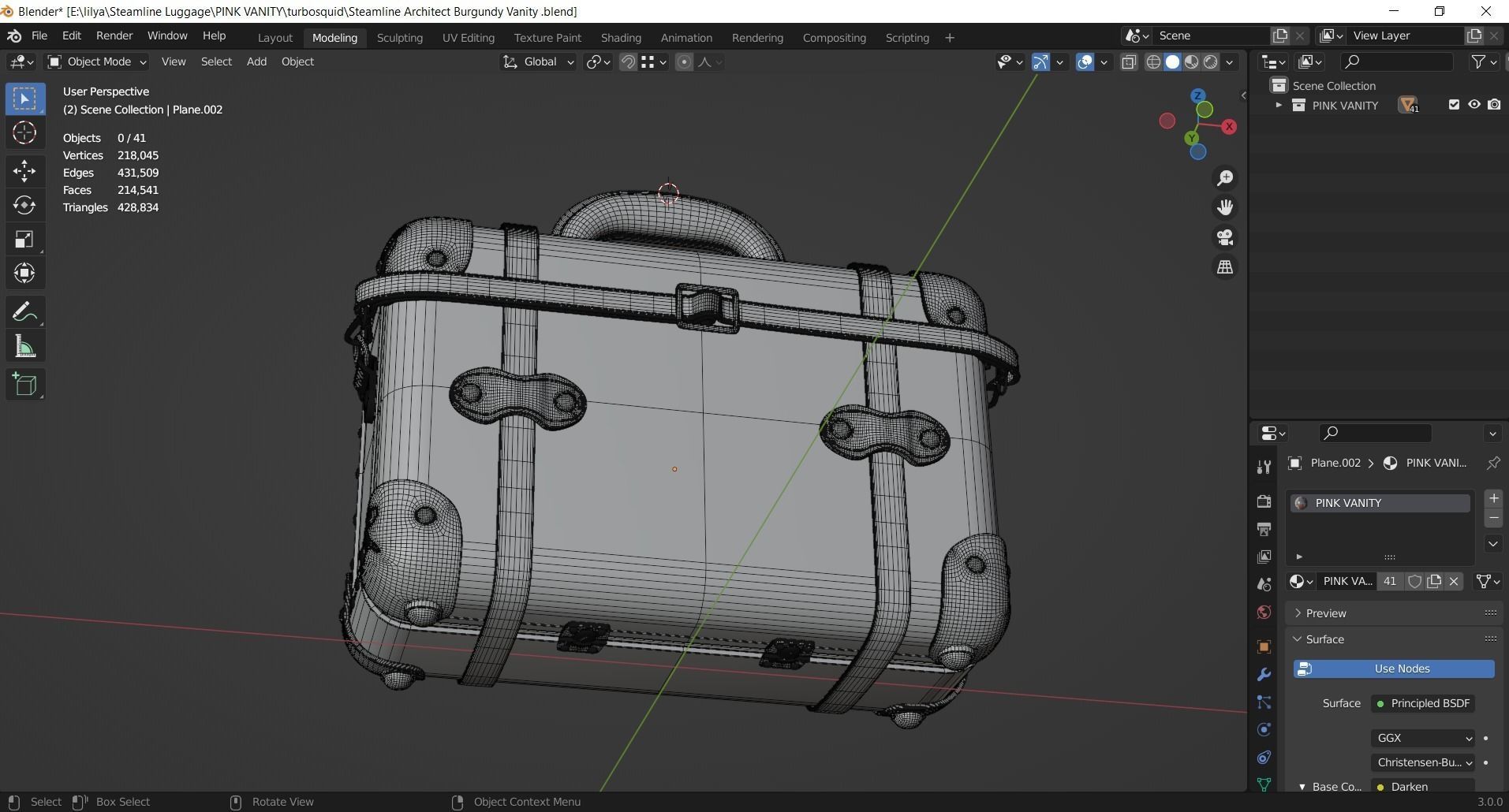 Steamline Architect Burgundy Vanity 3D model_14