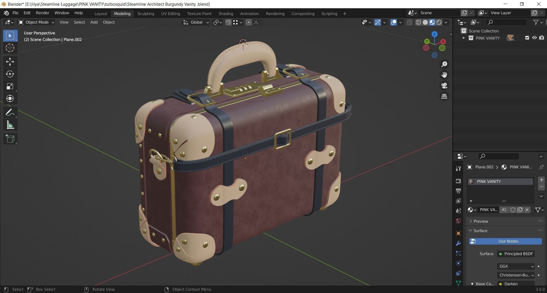 Steamline Architect Burgundy Vanity 3D model_13