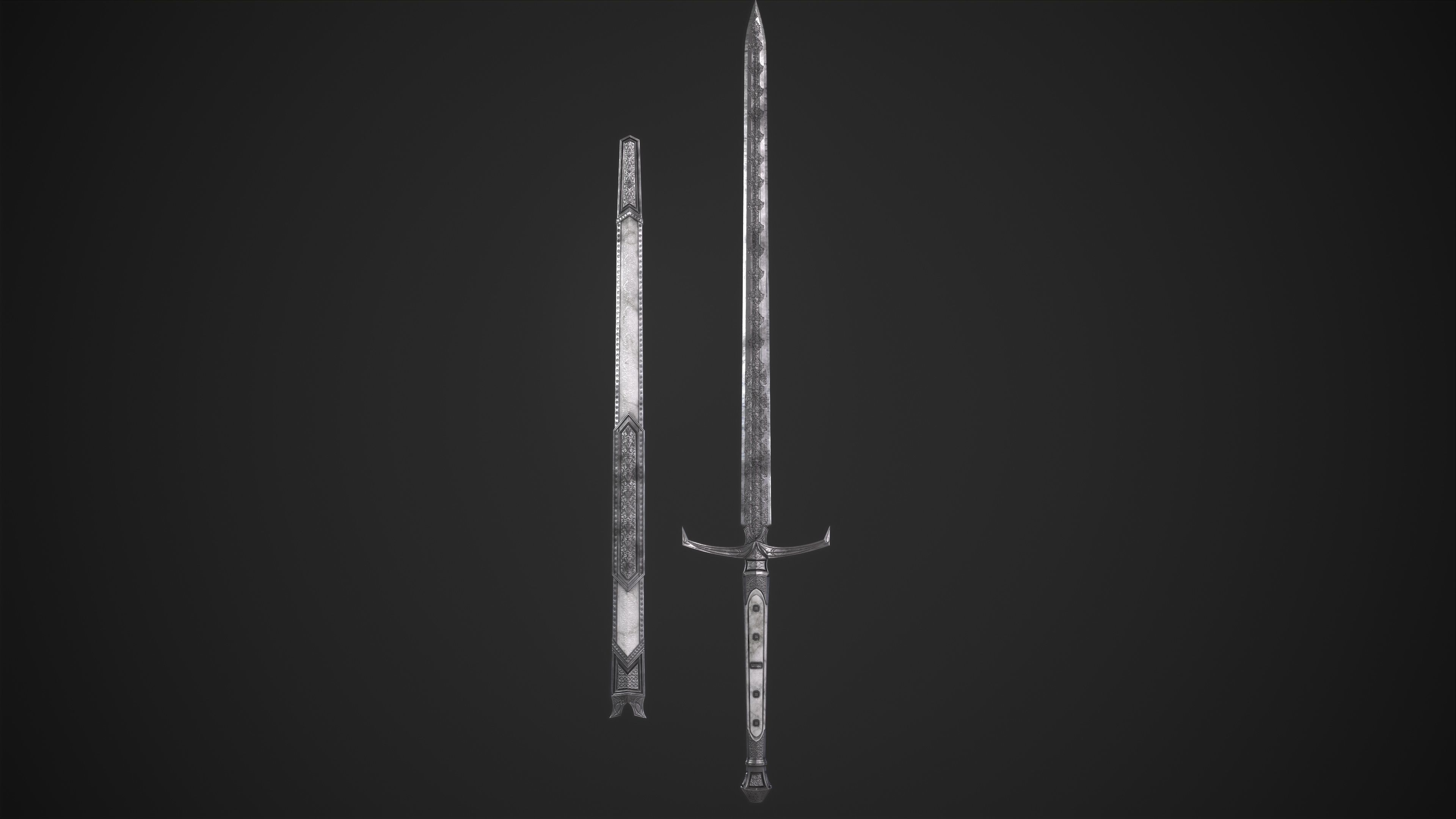 Sword Melee Weapon Low-poly 3D model_3