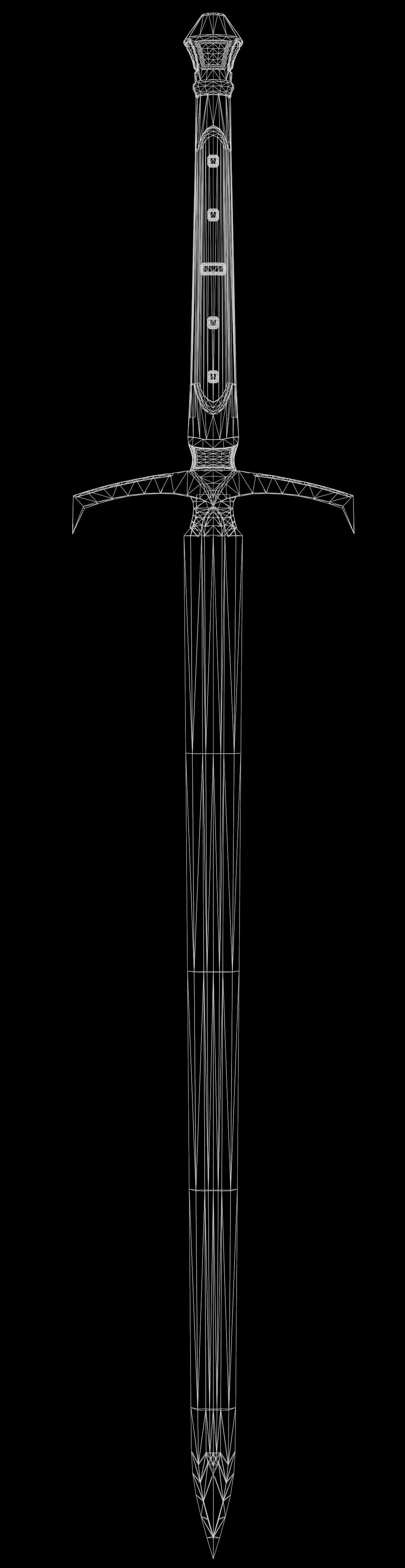 Sword Melee Weapon Low-poly 3D model_12