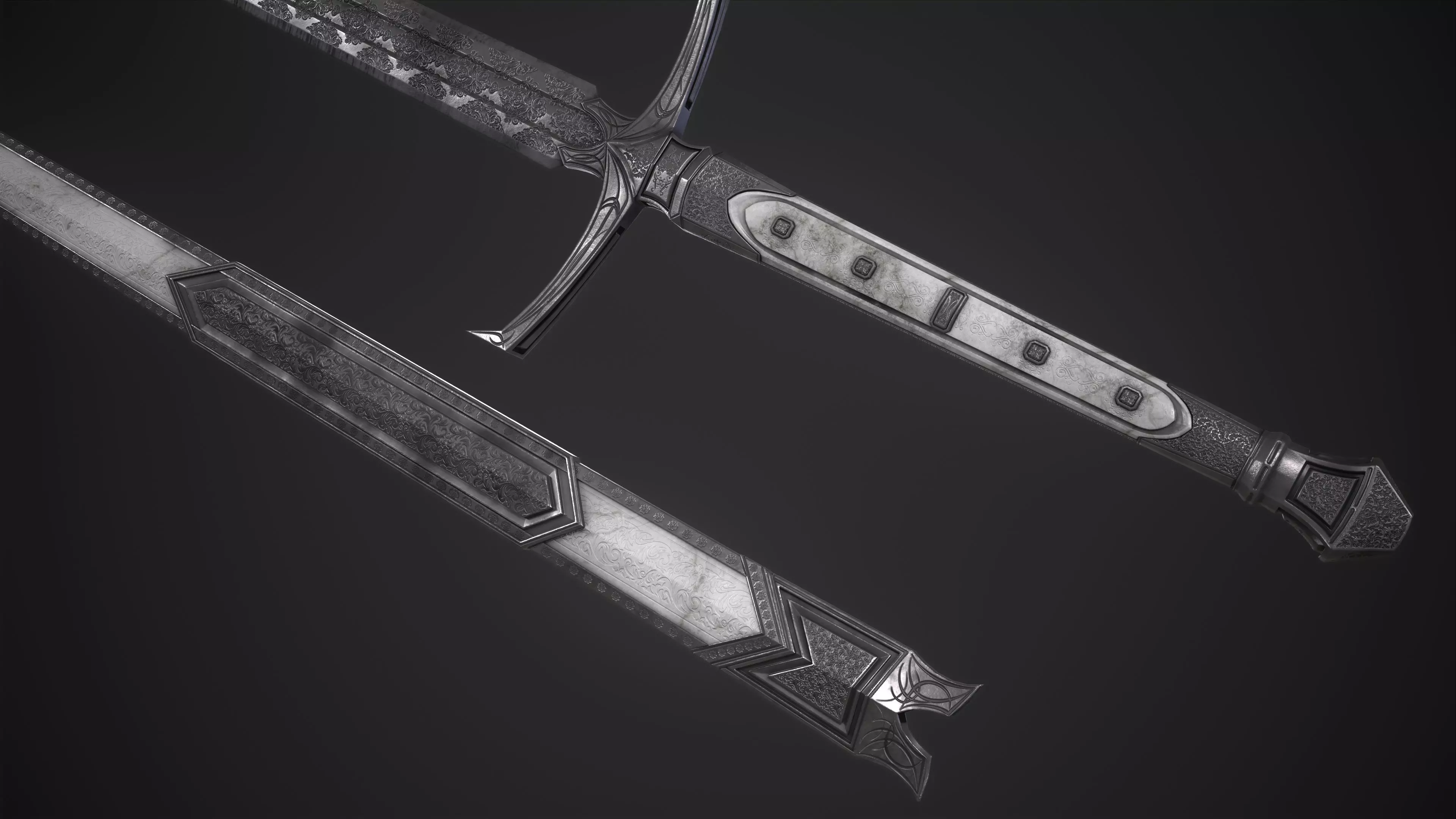 Sword Melee Weapon Low-poly 3D model_0