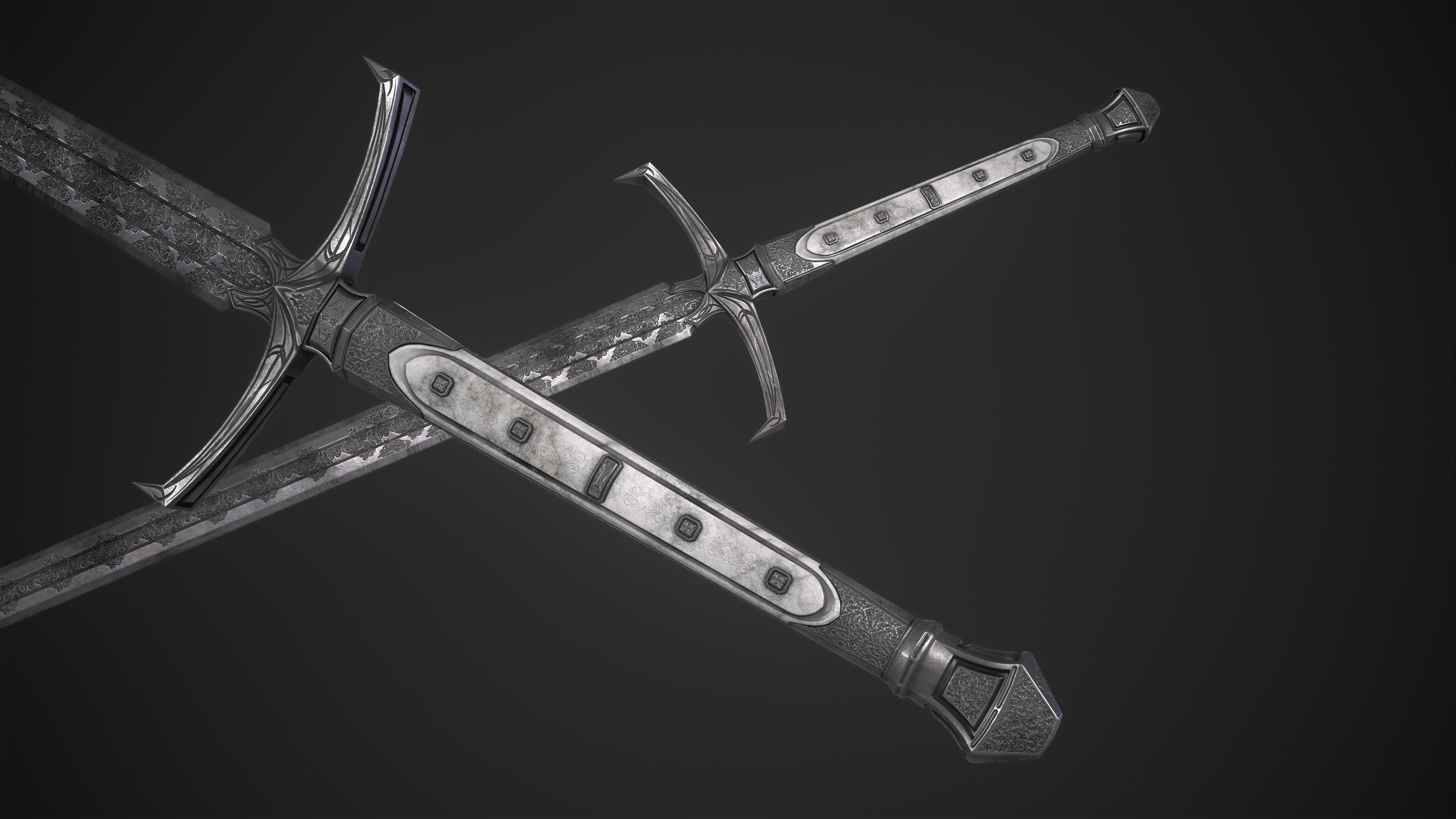 Sword Melee Weapon Low-poly 3D model_8