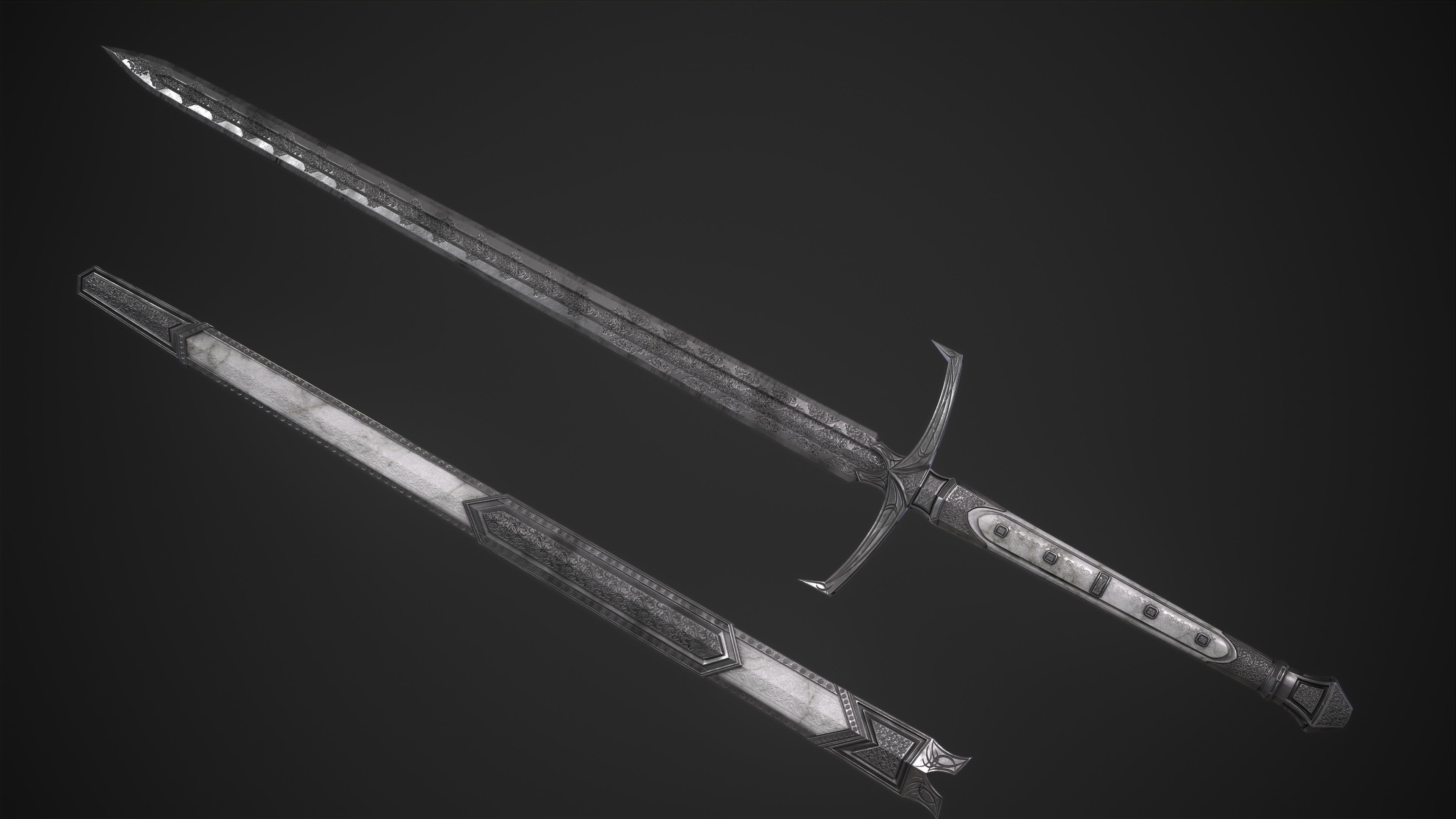Sword Melee Weapon Low-poly 3D model_5