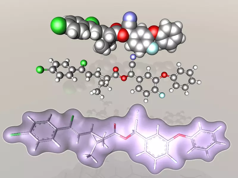 Flumethrin molecular structure light 3D model_0