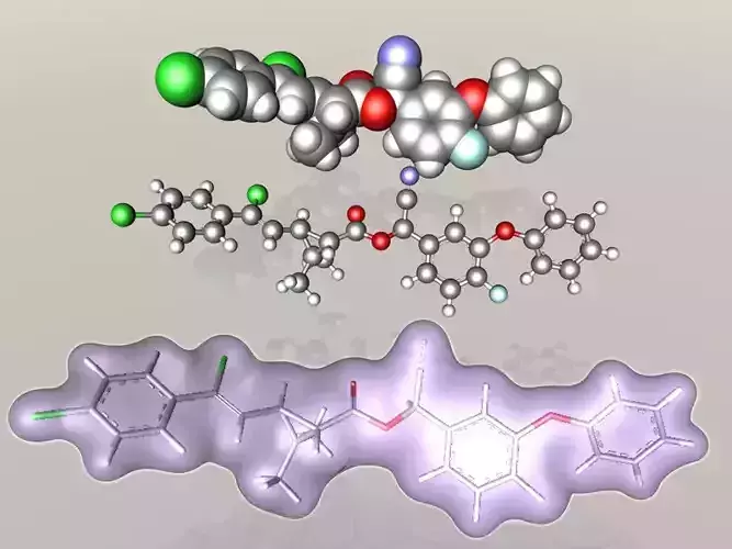 Flumethrin molecular structure light 3D model