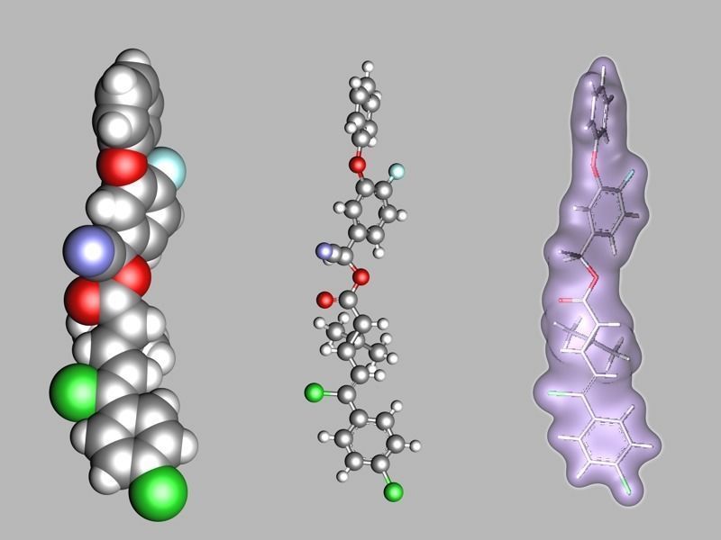 Flumethrin molecular structure light 3D model_6