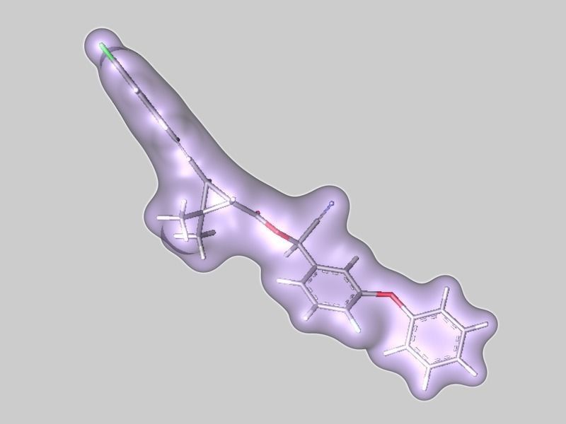 Flumethrin molecular structure light 3D model_1