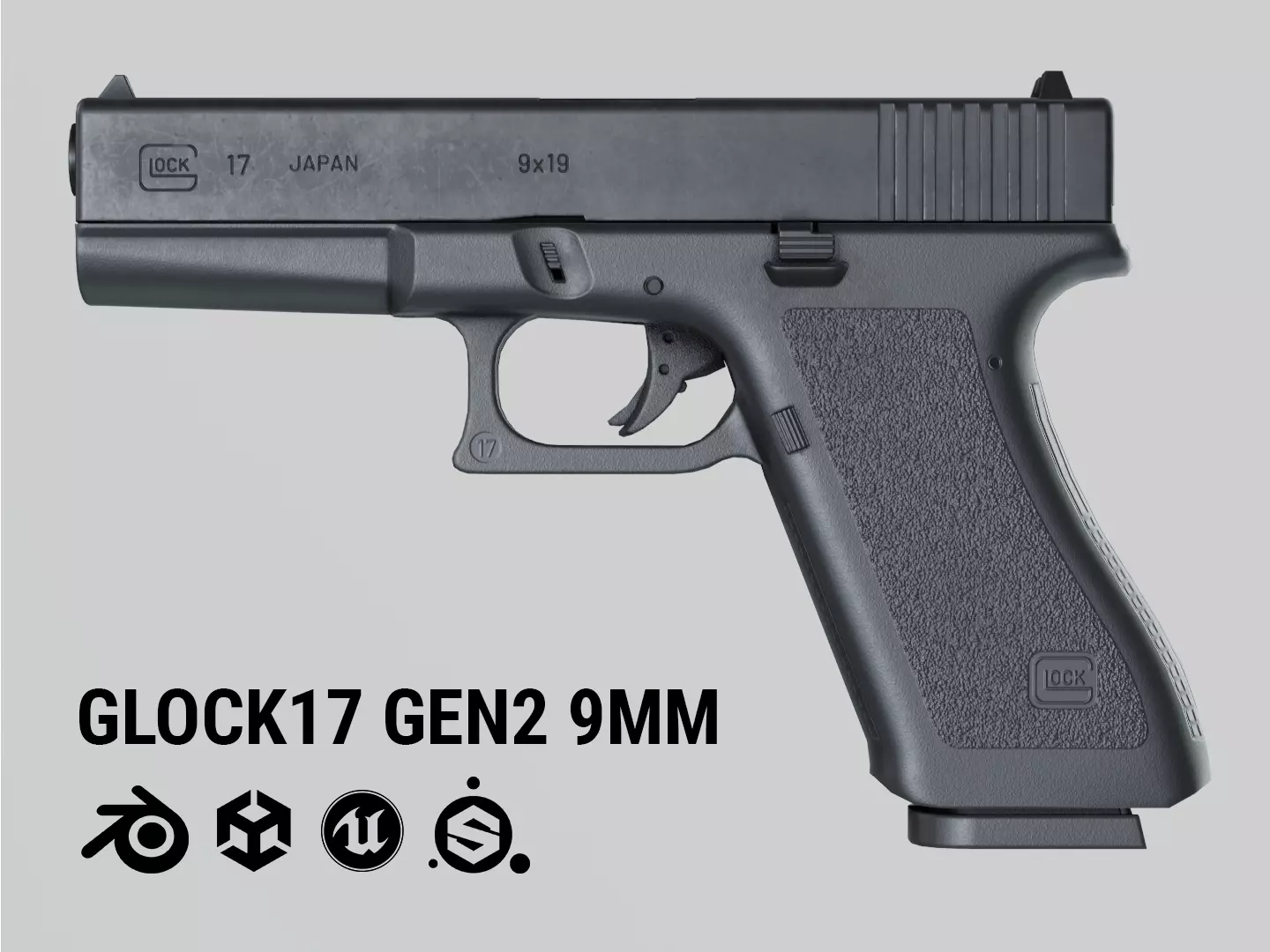 Glock 17 Gen2 9 mm Low-poly 3D model_0