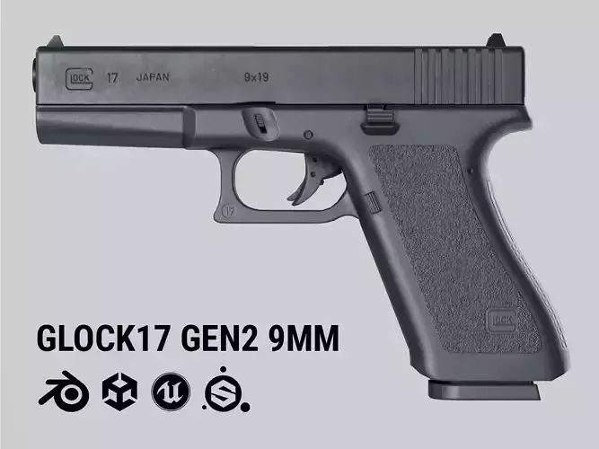 Glock 17 Gen2 9 mm Low-poly 3D model