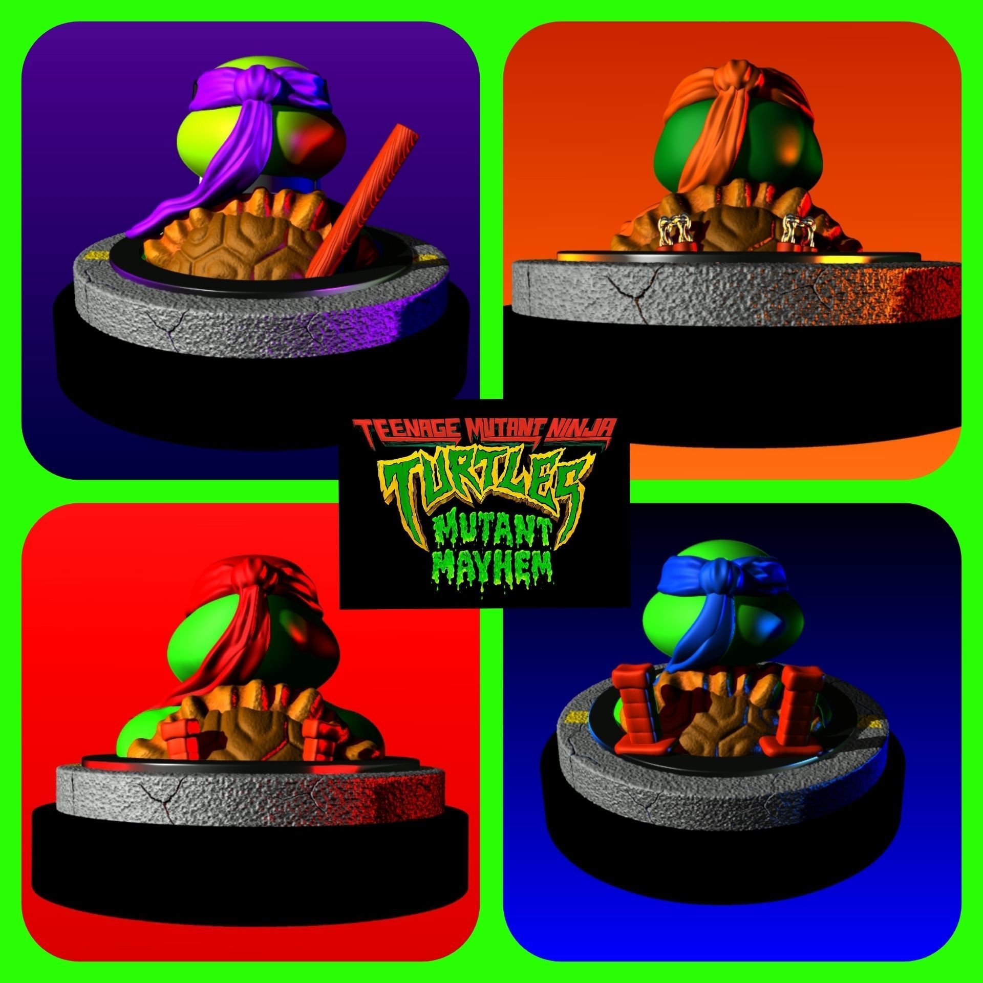 PACK 4 NINJA TURTLE MUTANT MAYHEM CAOS MUTANTE TORTUGA 3D print model_2