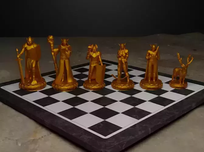 Knight Elf Figure Chess Set Warrior Character Chess Pieces 