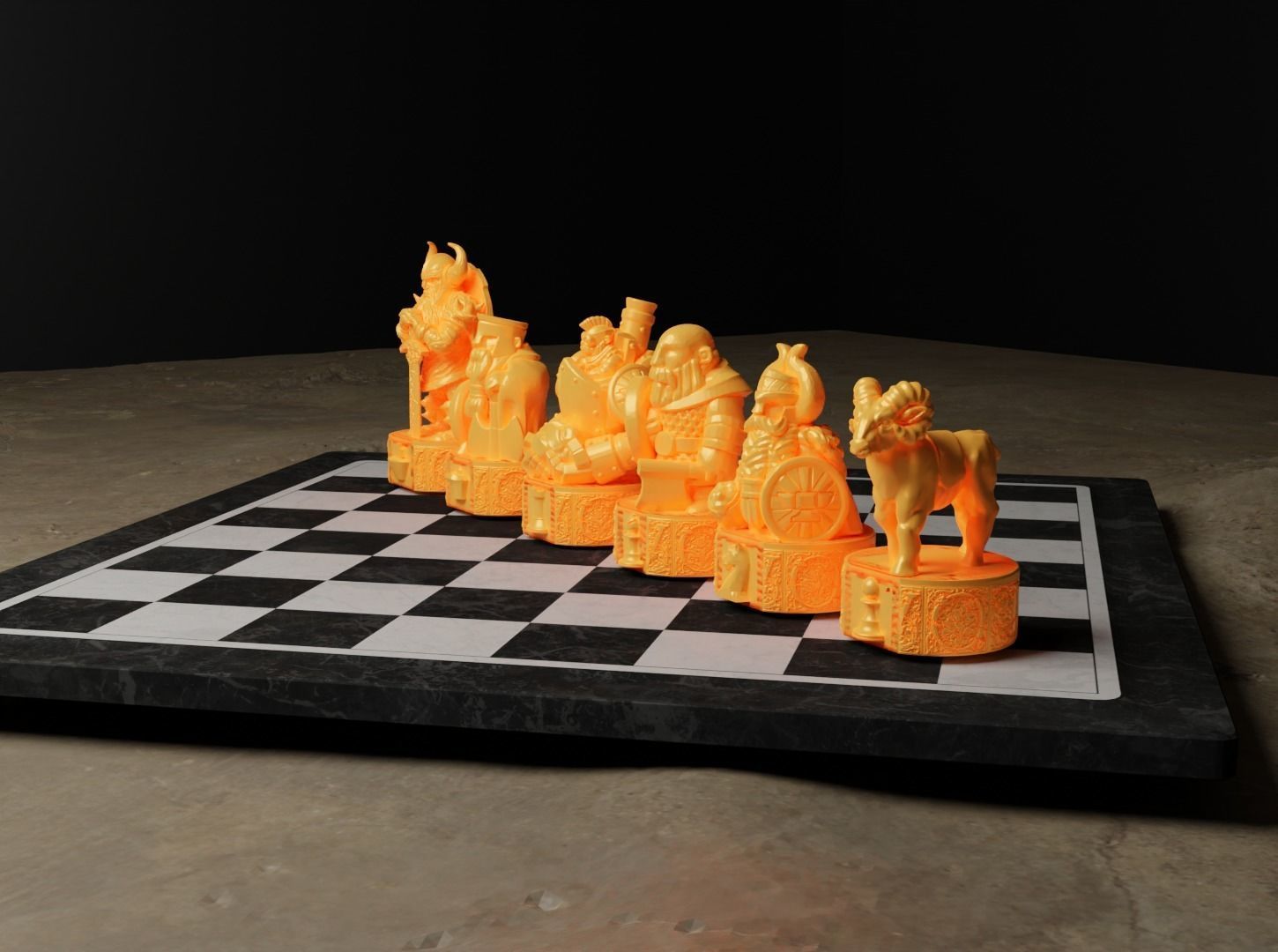 Dwarf Knight Figure Chess Set Hobbit Character Chess Pieces 3D print model_4
