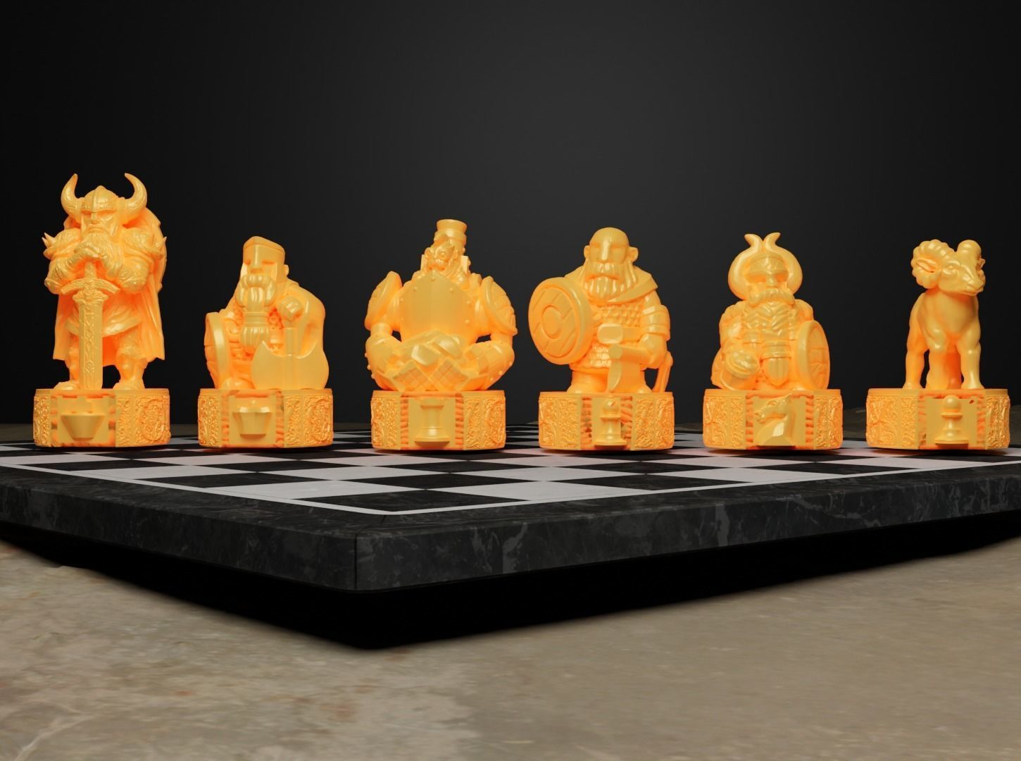 Dwarf Knight Figure Chess Set Hobbit Character Chess Pieces 3D print model_16
