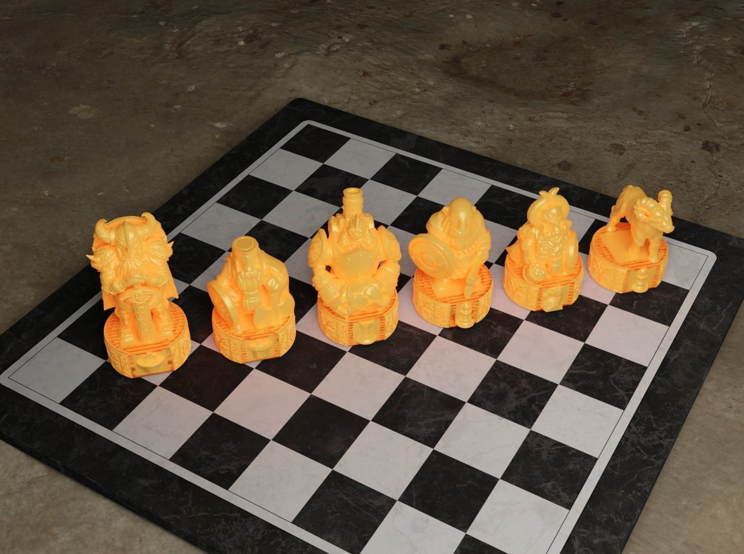 Dwarf Knight Figure Chess Set Hobbit Character Chess Pieces 3D print model_13
