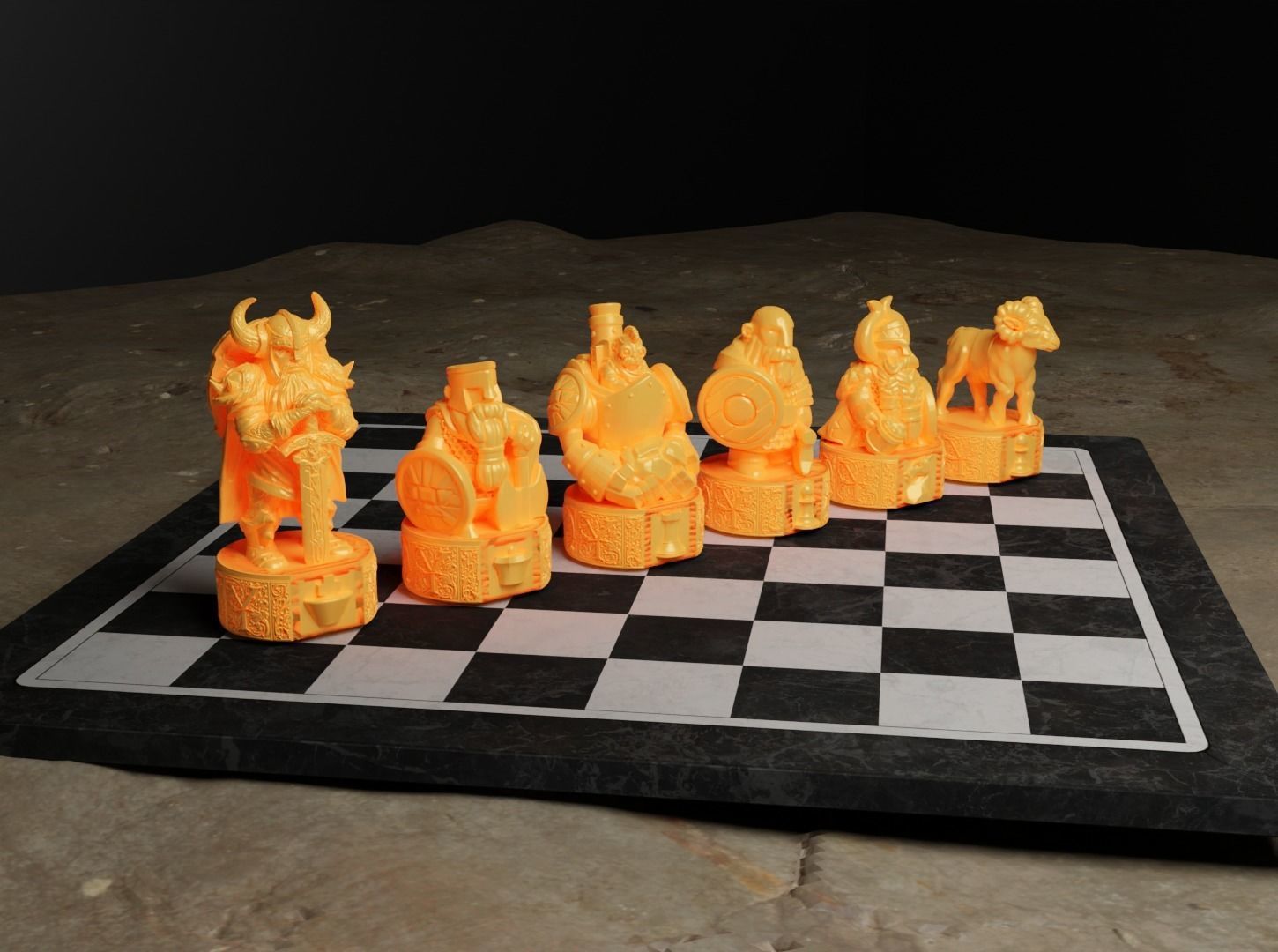 Dwarf Knight Figure Chess Set Hobbit Character Chess Pieces 3D print model_1