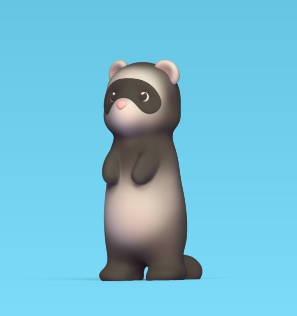 Standing Ferret 3D print model_1