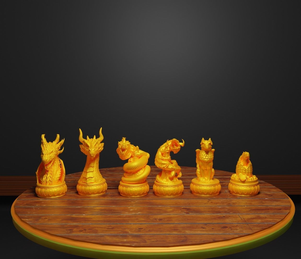 Dragon Chess Set Dragon Character Chess Pieces 3D print model_7