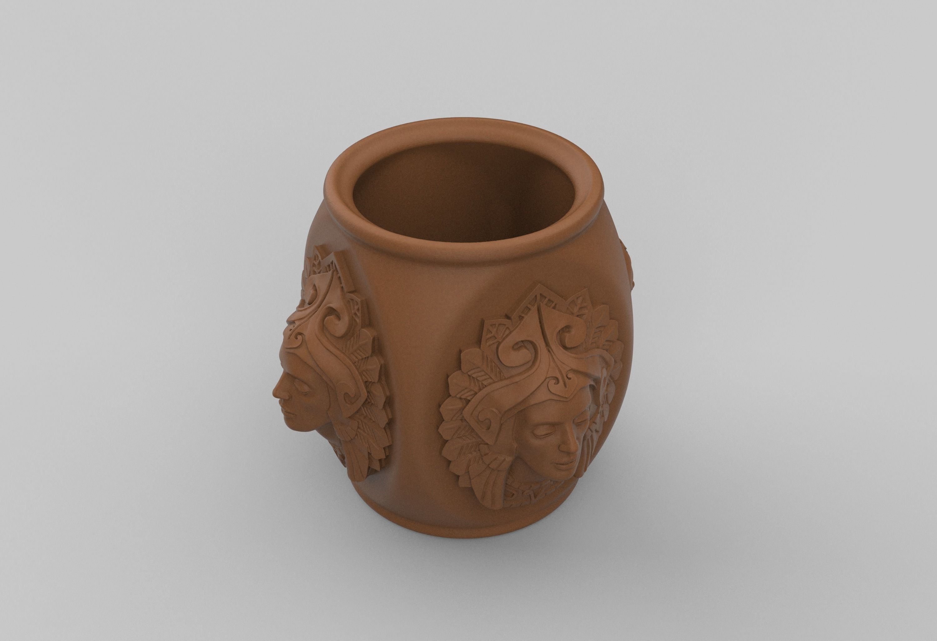 Vase with a portrait 3D print model_1