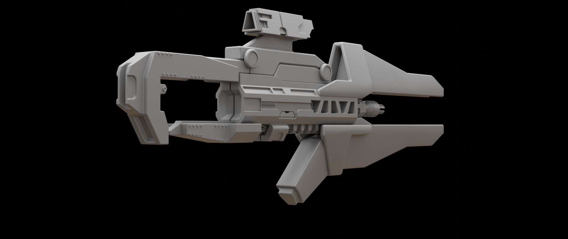 Mecha hard surface assault rifle 3D model_8
