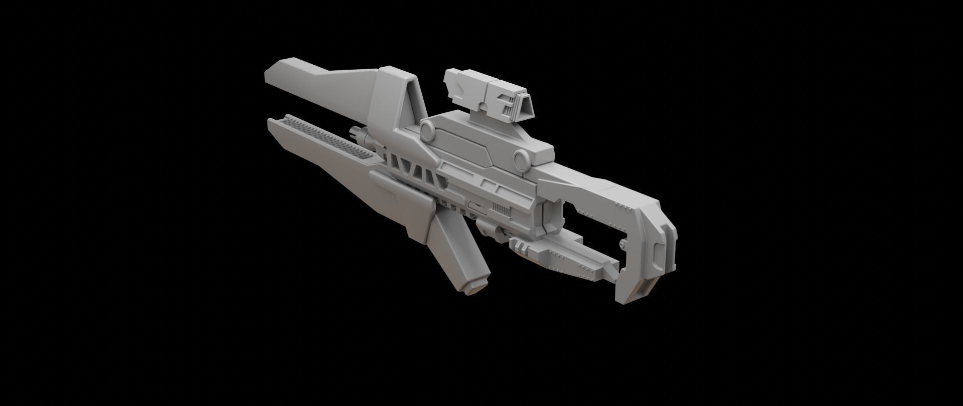 Mecha hard surface assault rifle 3D model_14
