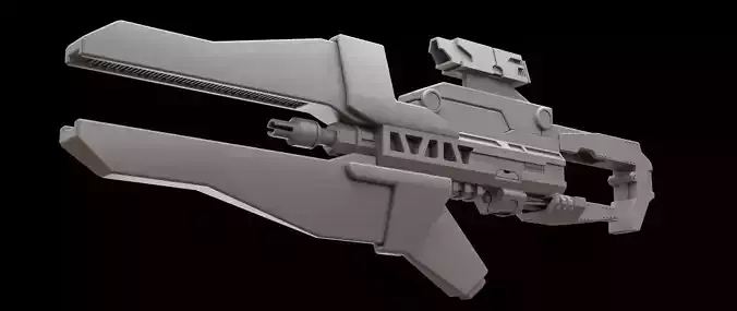 Mecha hard surface assault rifle 3D model