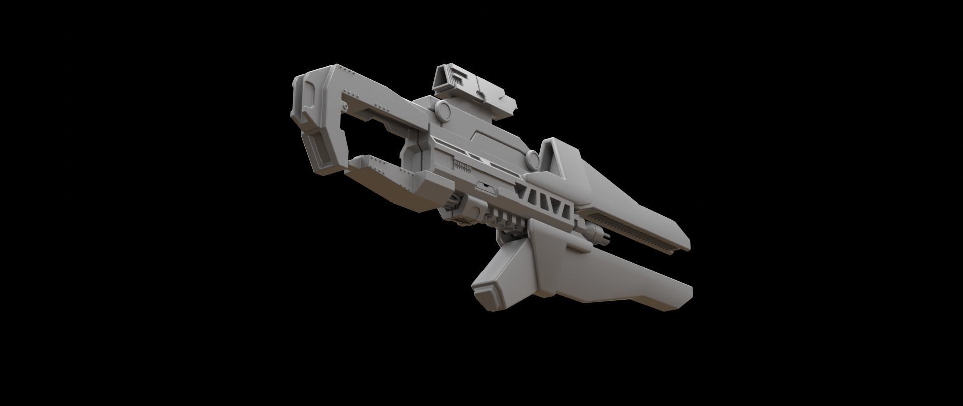 Mecha hard surface assault rifle 3D model_13