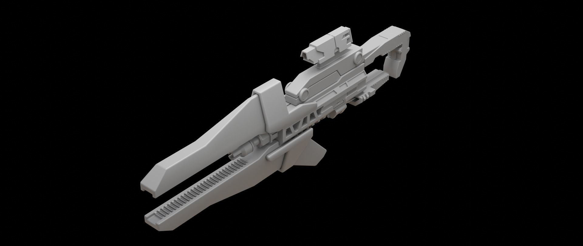 Mecha hard surface assault rifle 3D model_6