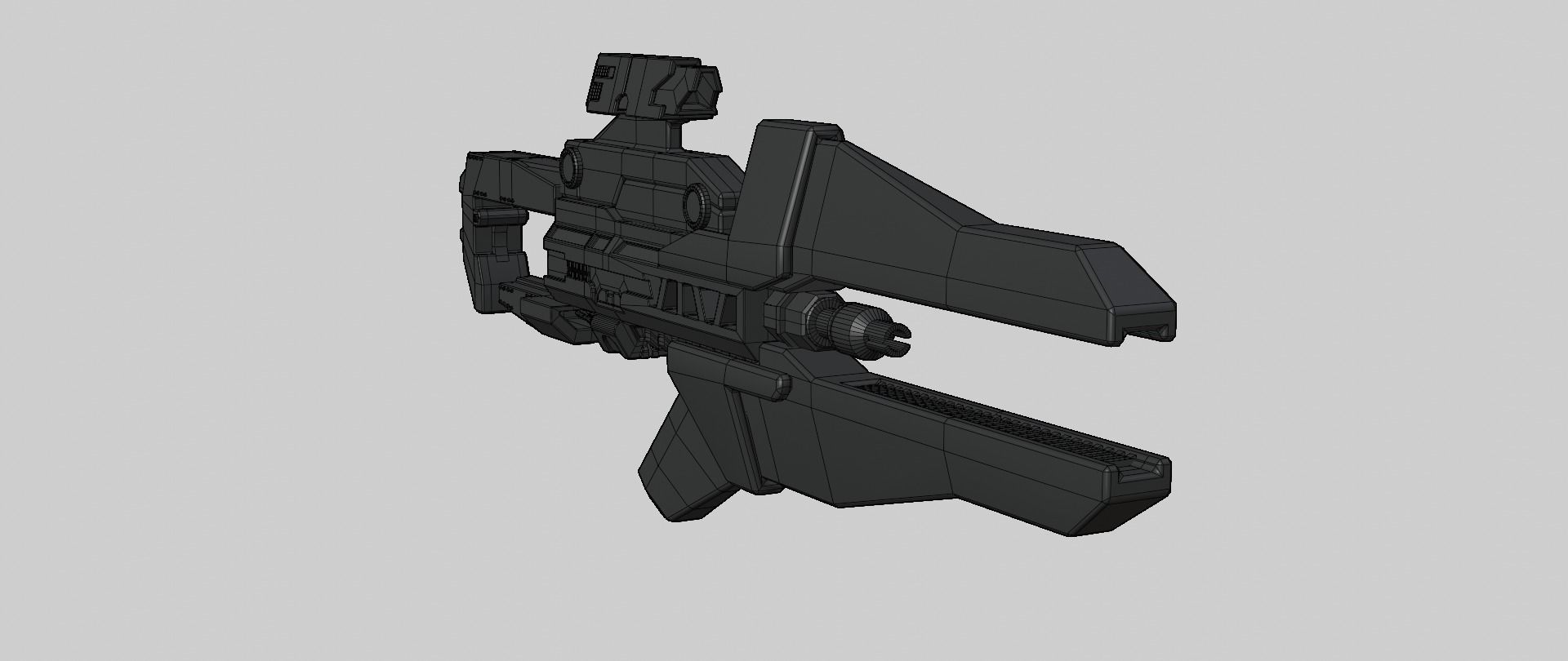 Mecha hard surface assault rifle 3D model_17