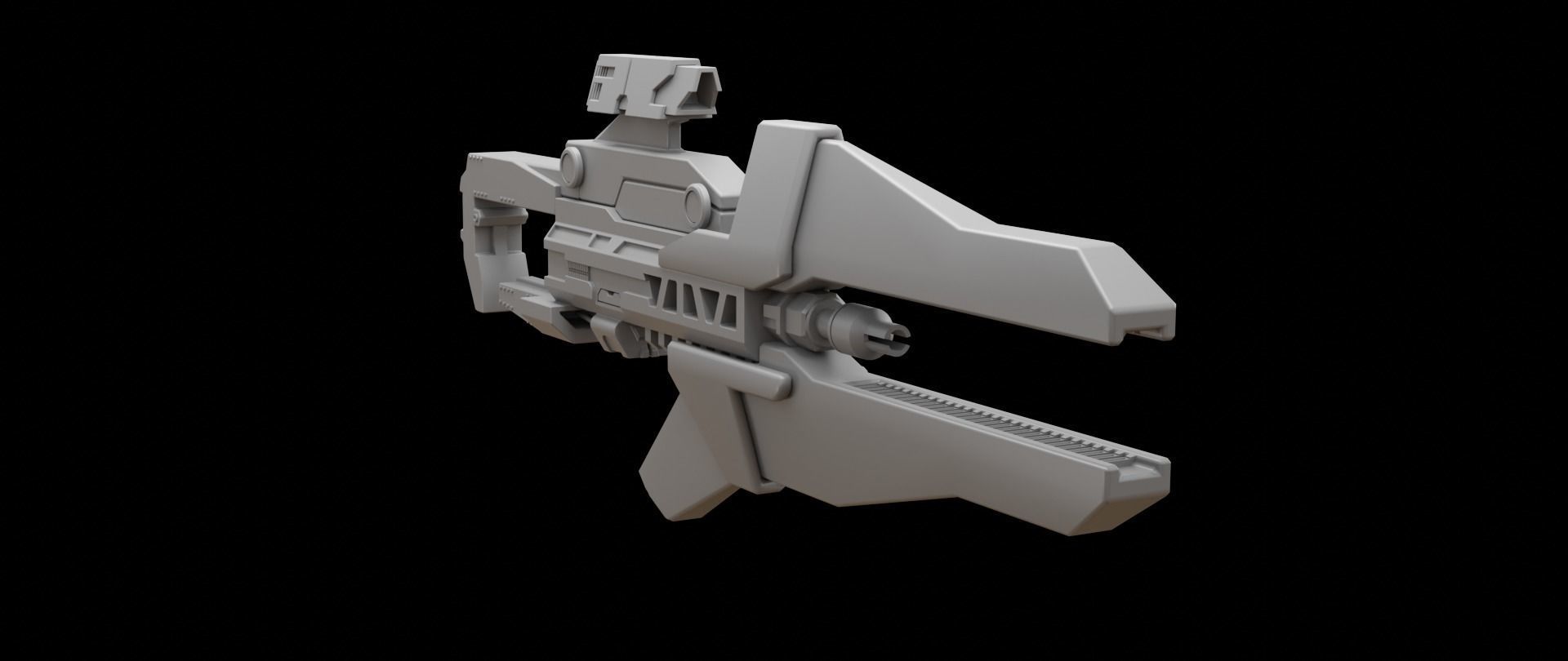 Mecha hard surface assault rifle 3D model_3