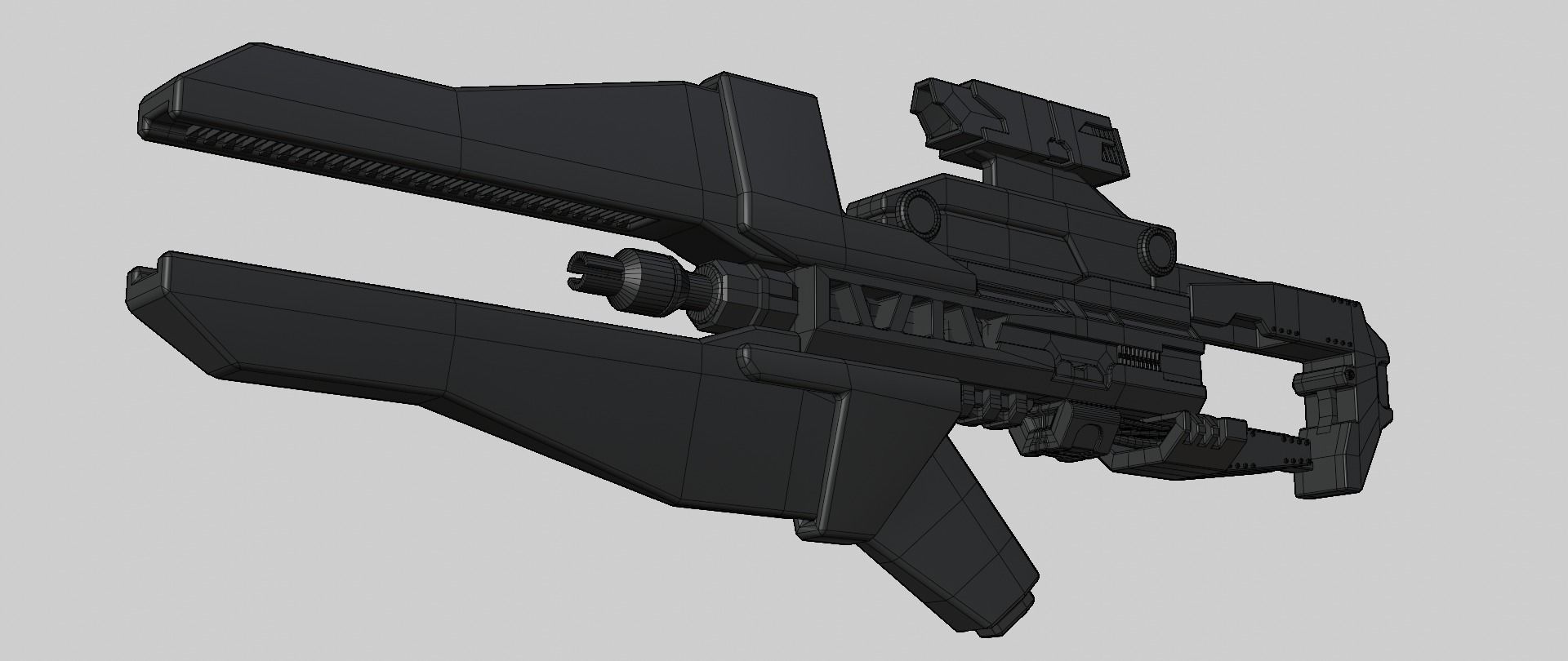 Mecha hard surface assault rifle 3D model_15