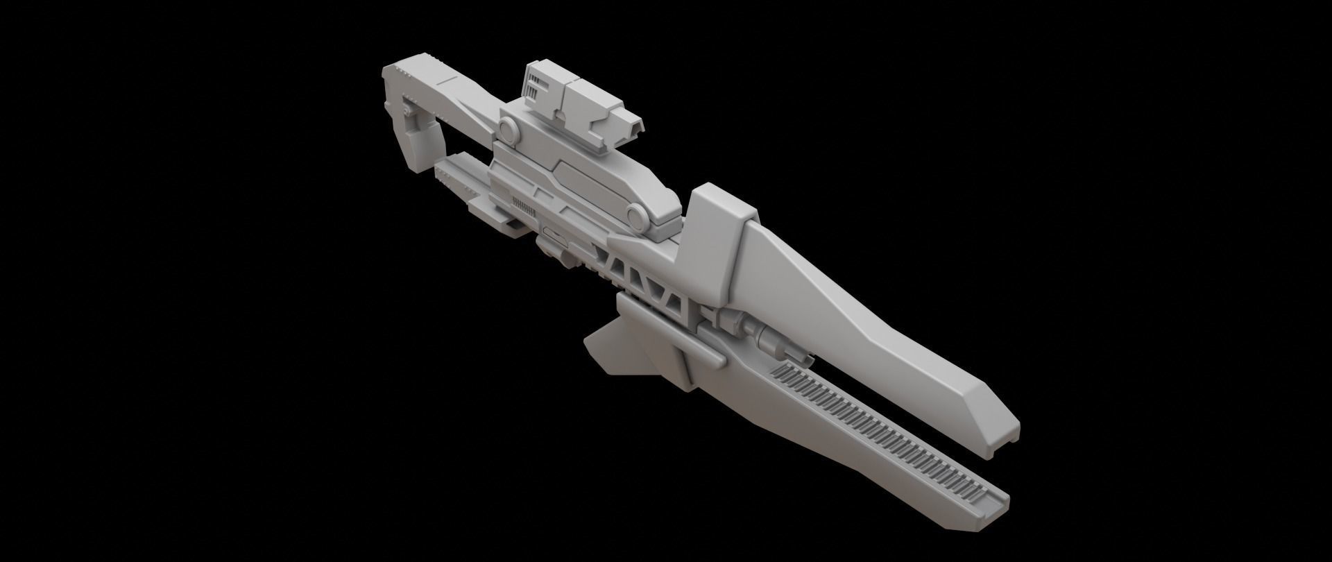 Mecha hard surface assault rifle 3D model_5
