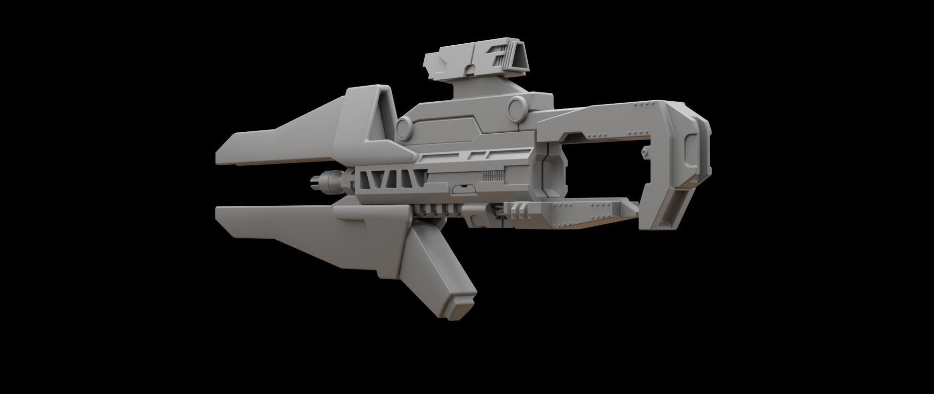 Mecha hard surface assault rifle 3D model_9