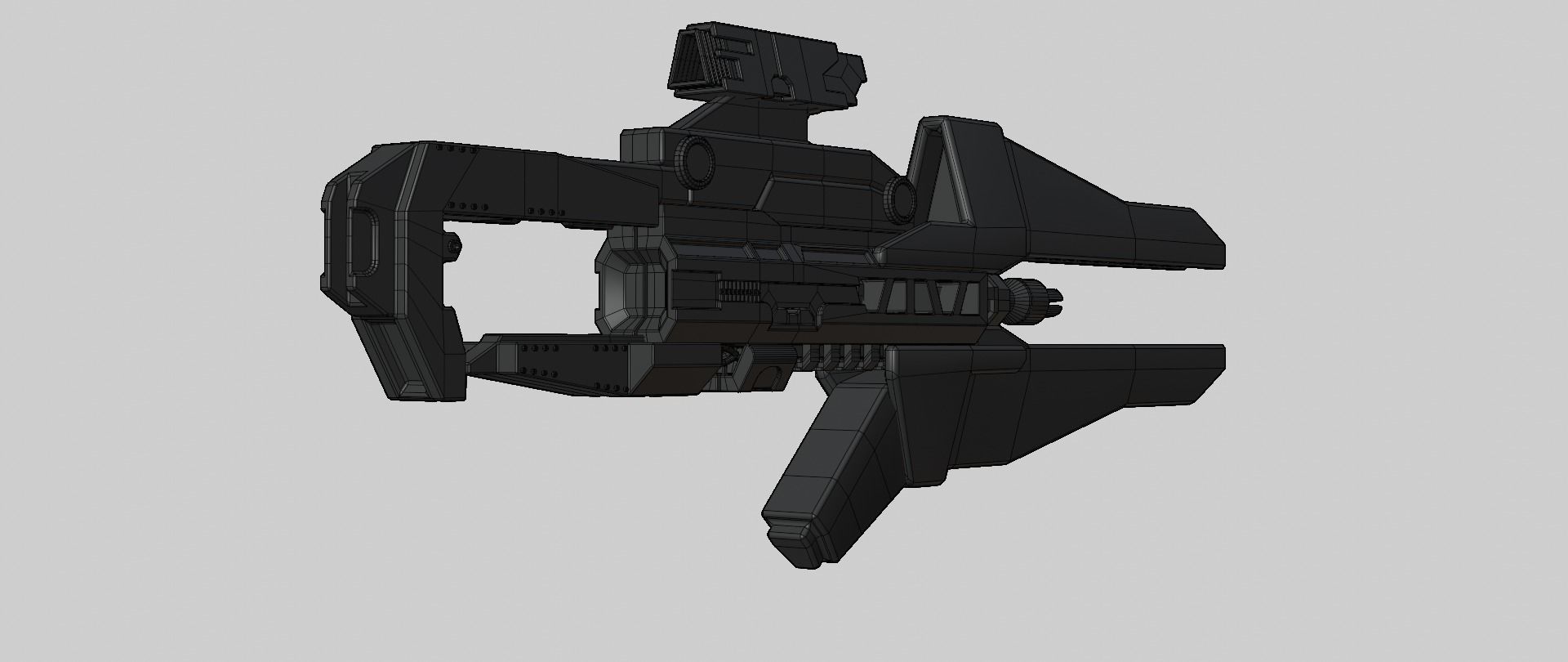 Mecha hard surface assault rifle 3D model_19