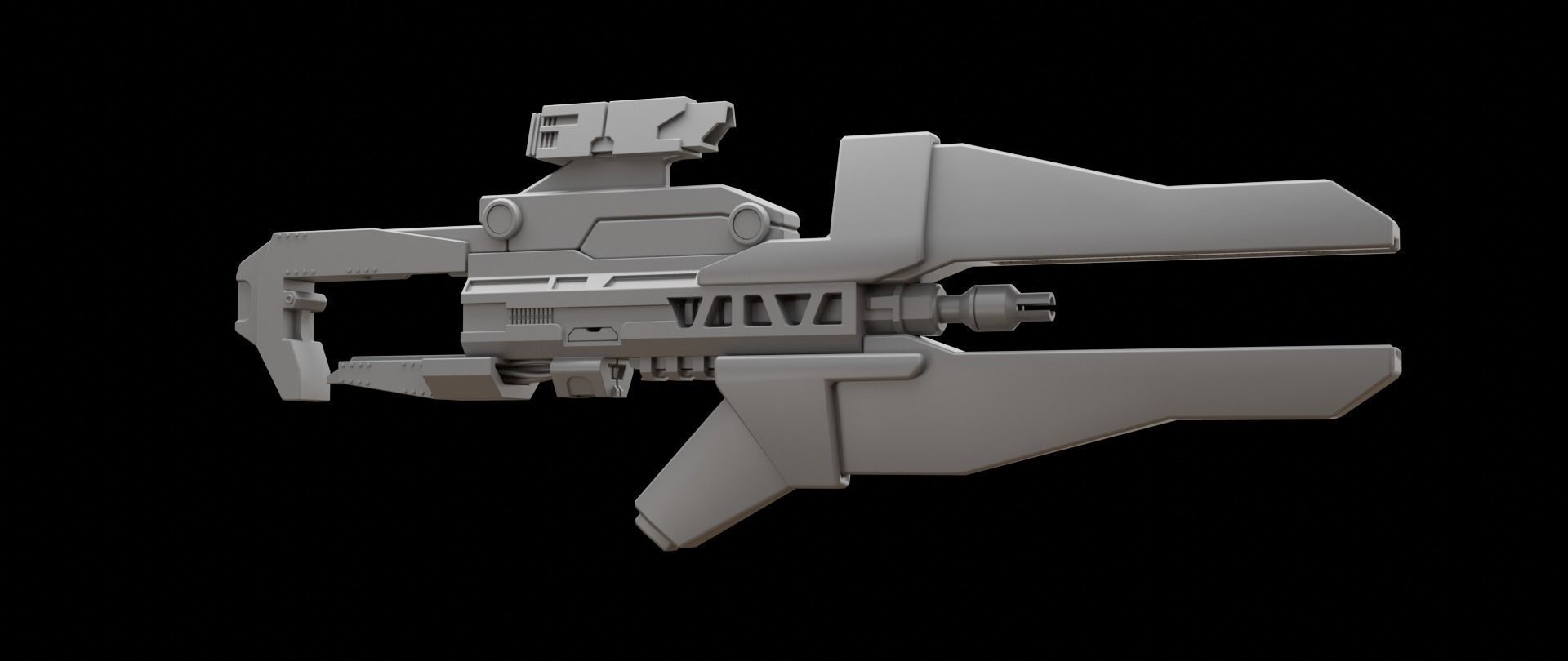 Mecha hard surface assault rifle 3D model_4