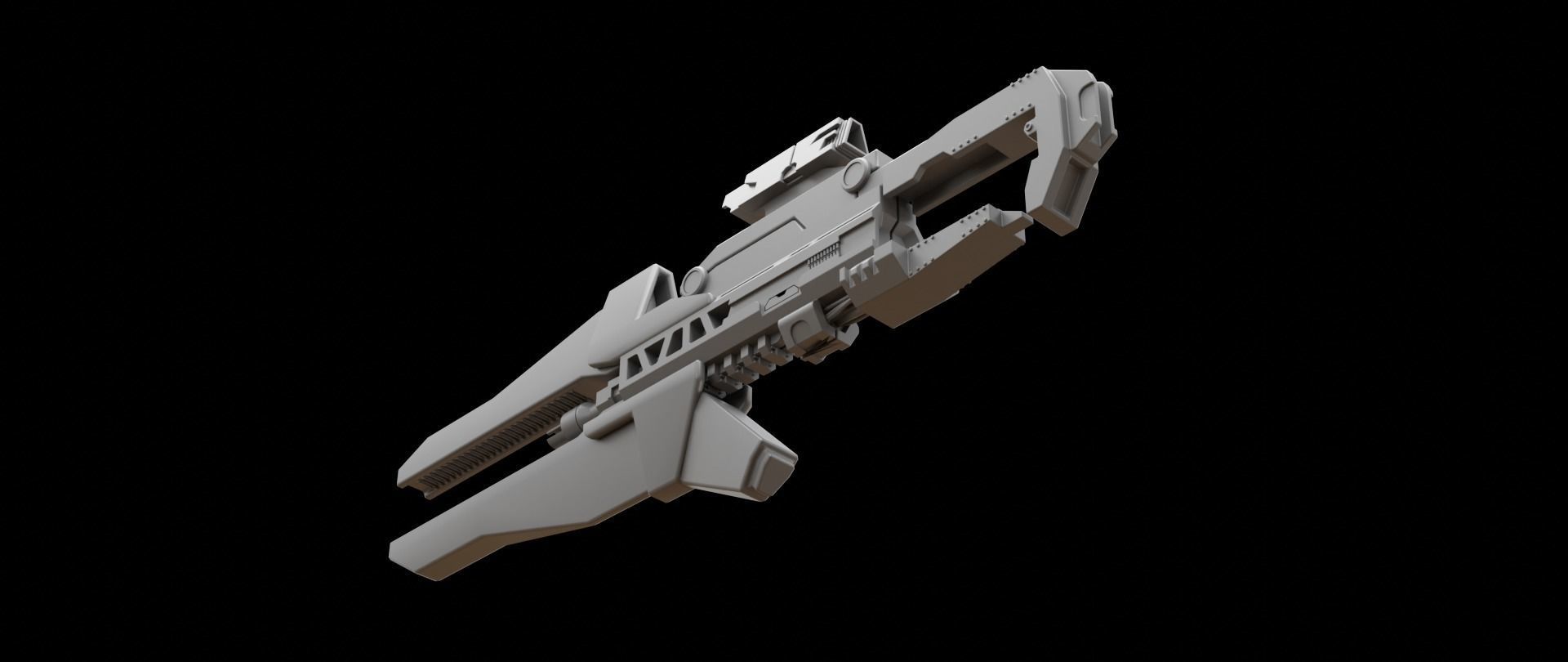 Mecha hard surface assault rifle 3D model_12