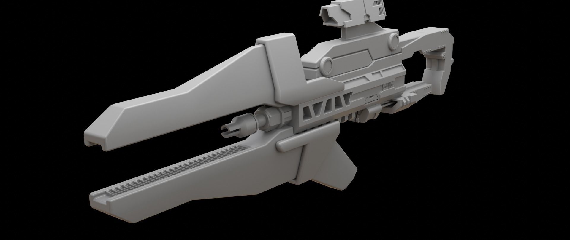 Mecha hard surface assault rifle 3D model_2